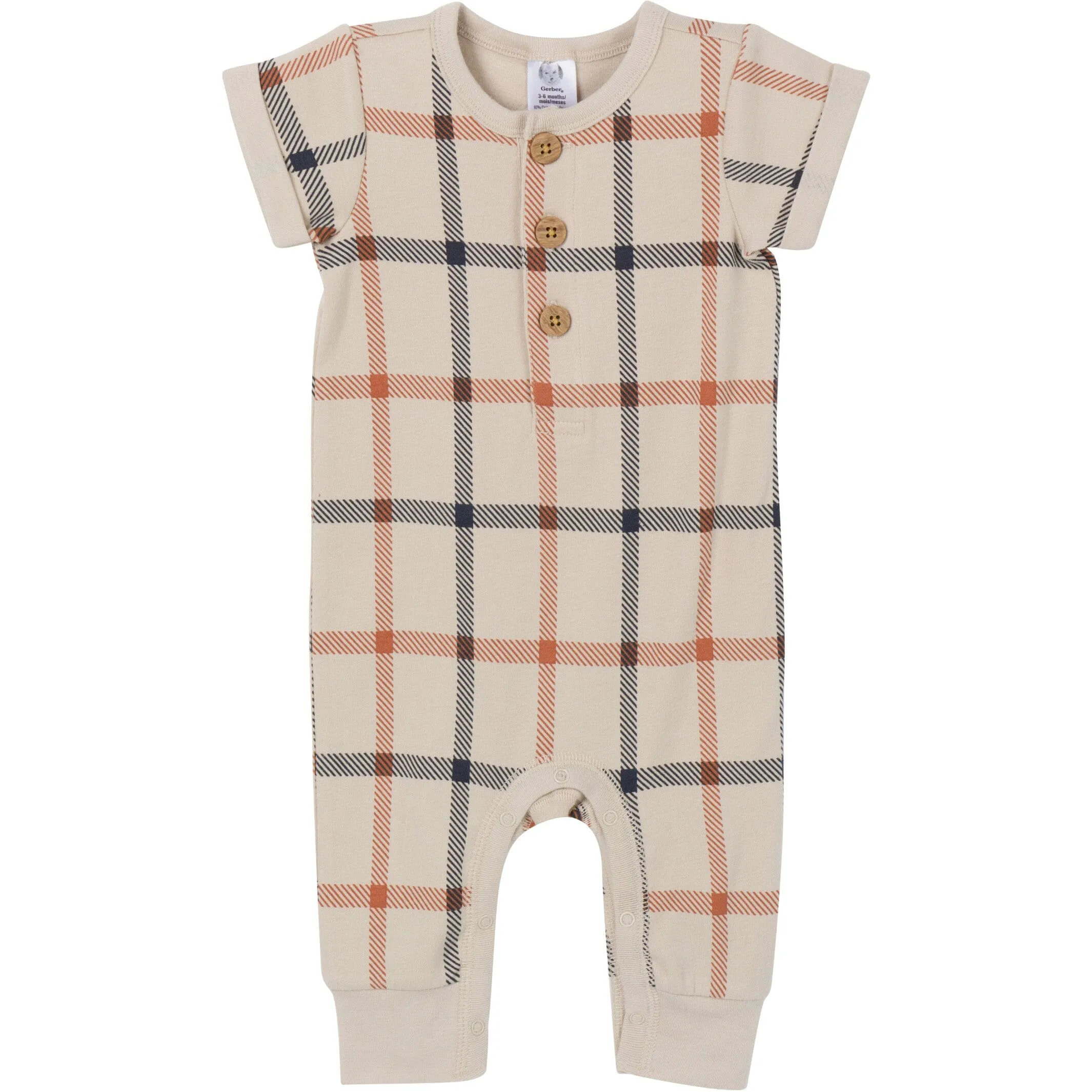 2-Pack Baby Boys Plaid & Navy Rompers