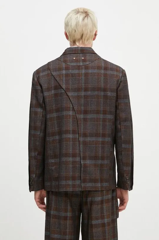 Andersson Bell wool blazer Soe Check Wrap Double Breasted Jacket brown color awa628m