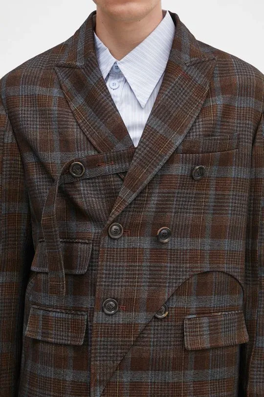 Andersson Bell wool blazer Soe Check Wrap Double Breasted Jacket brown color awa628m