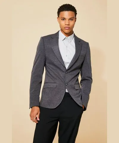 boohooMAN Mens Skinny Single Breasted Jersey Blazer