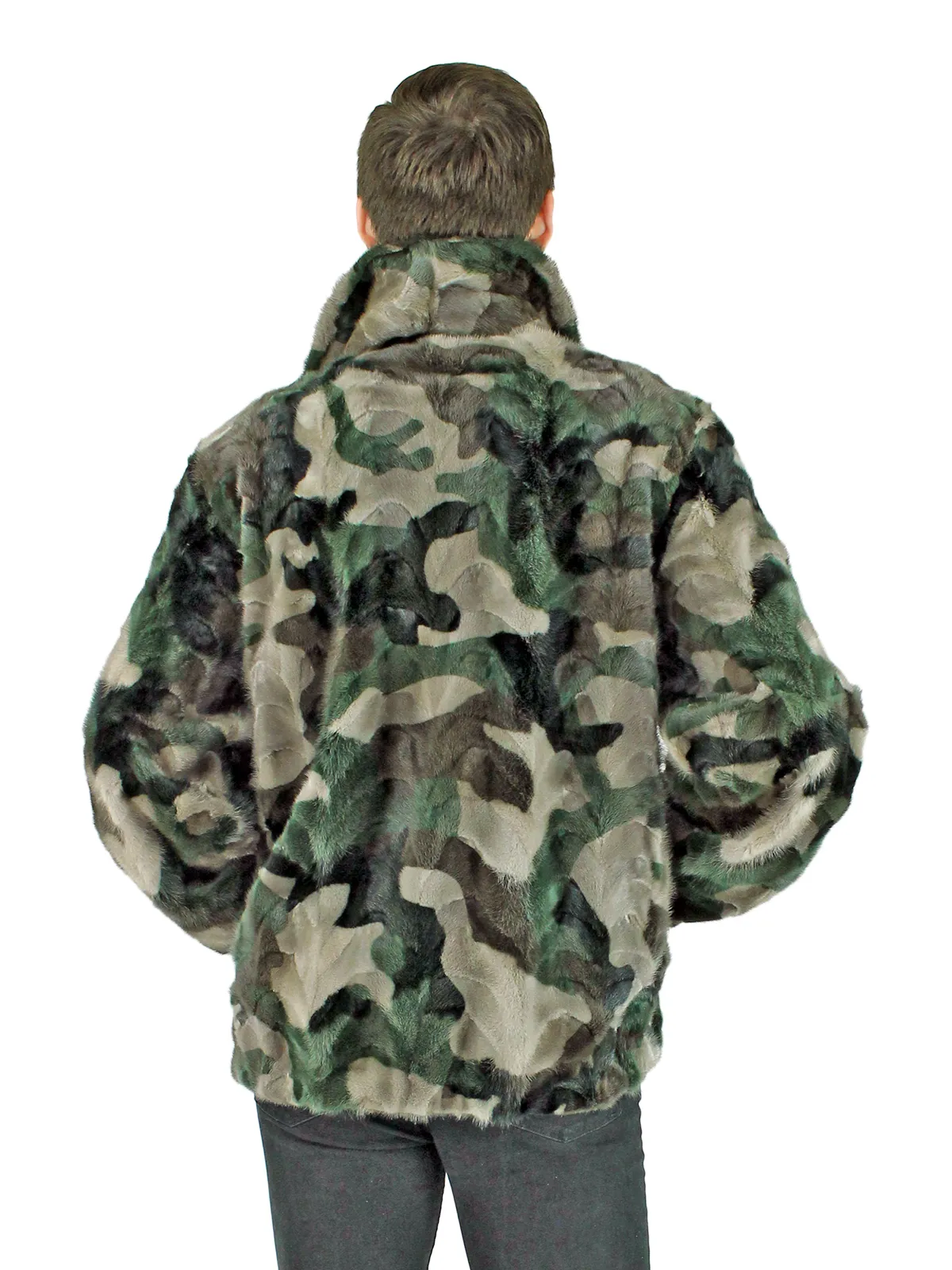 Camo Mink Fur Section Jacket - Men's Fur Jacket - Large | Day Furs