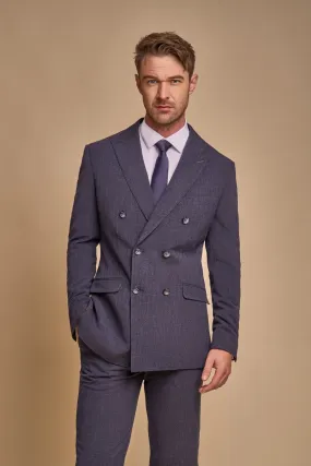 Cavani Double Breasted Blue Suit Blazer