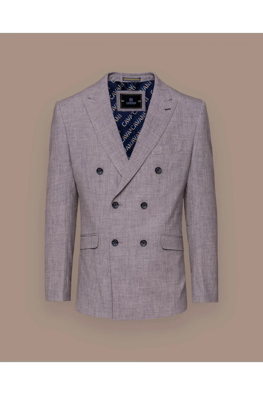 Cavani Double Breasted Grey Suit Blazer