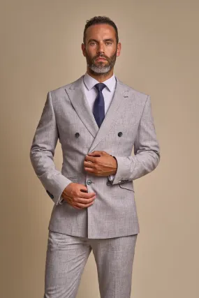 Cavani Double Breasted Grey Suit Blazer