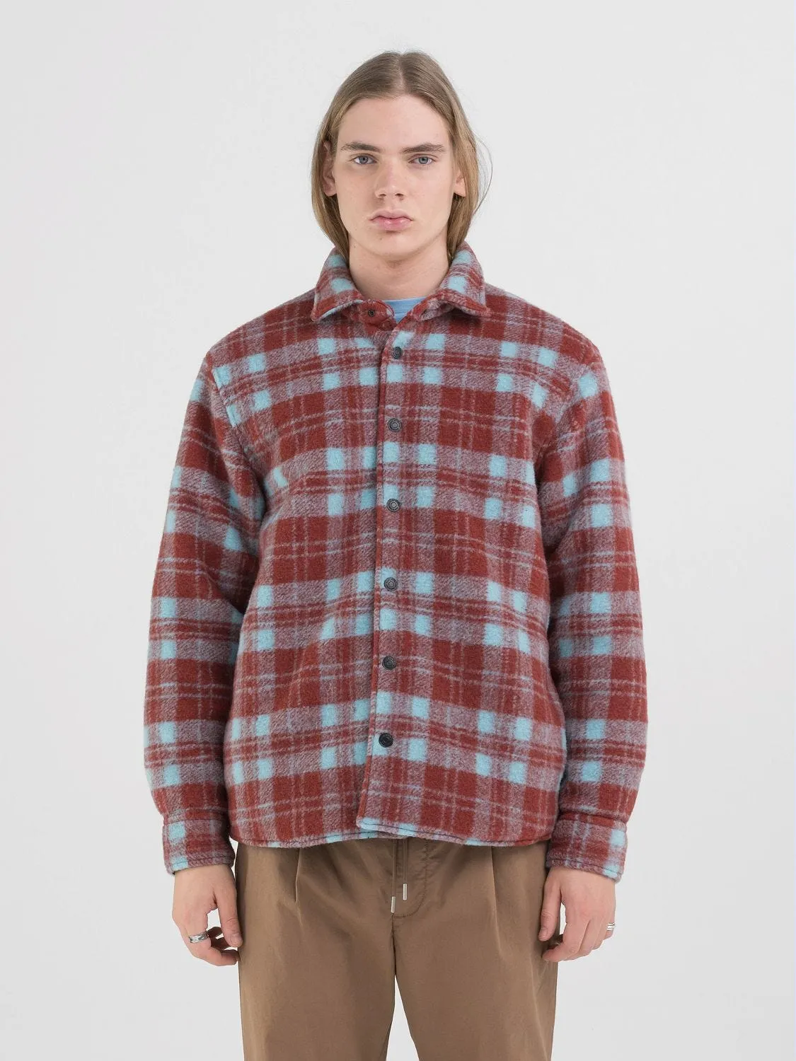 CHEQUERED WOOL SHIRT JACKET