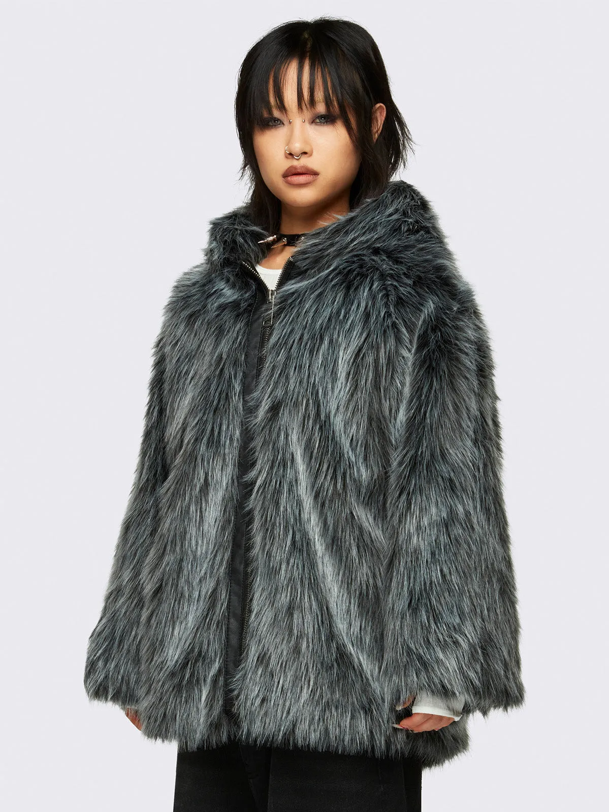 Chrome Faux Fur Jacket