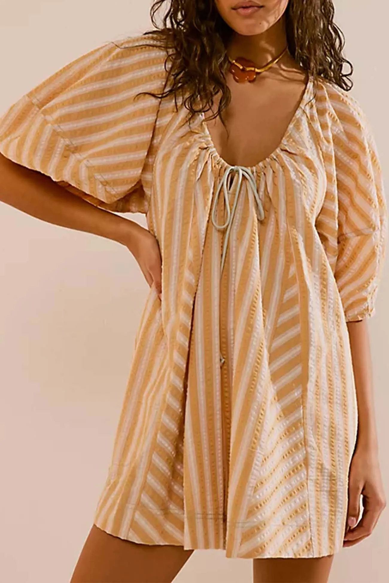 Contrast Stripe Drawstring Rompers