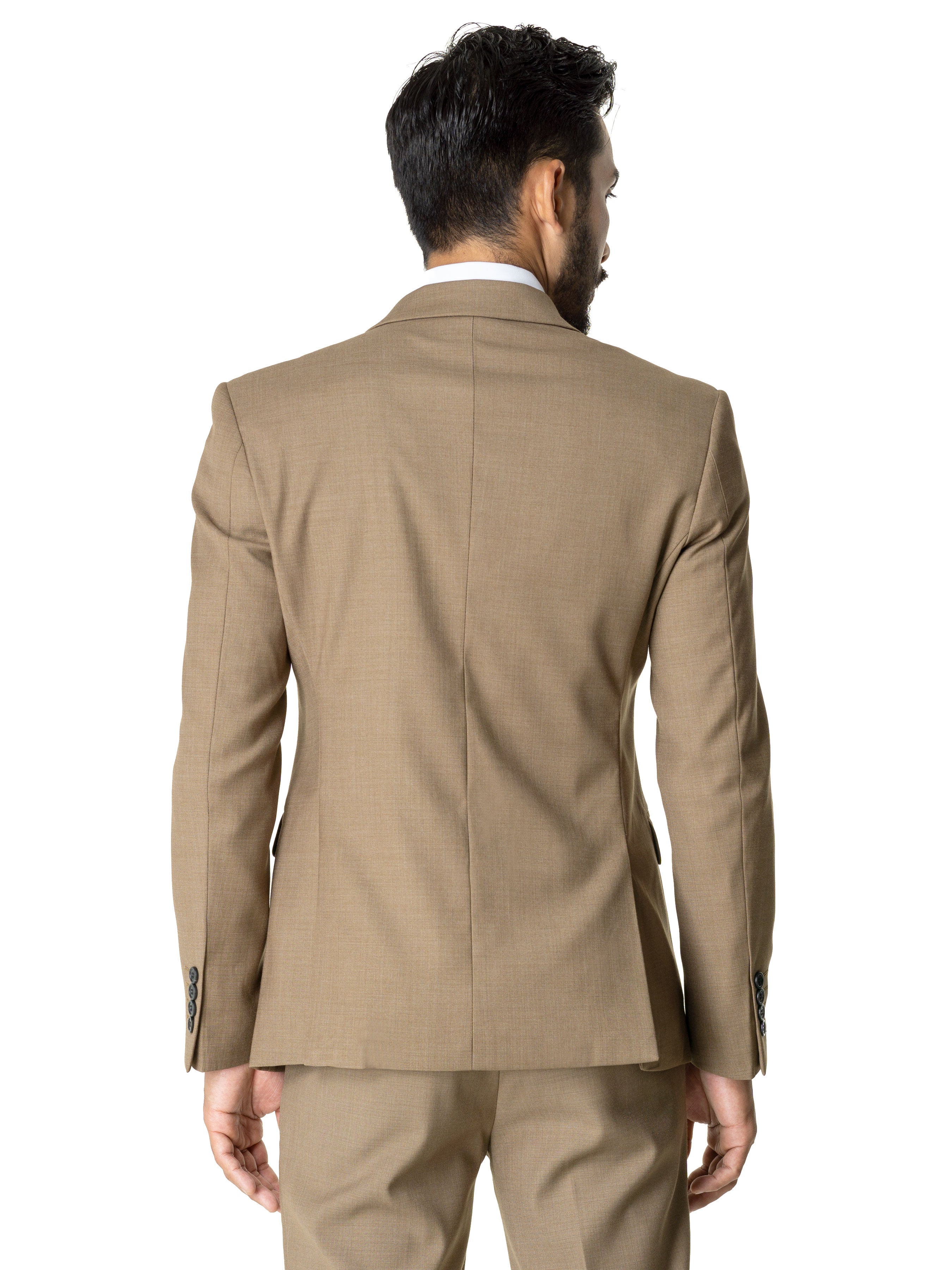 Double Breasted Suit Blazer - Khakis Plain (Peak Lapel)