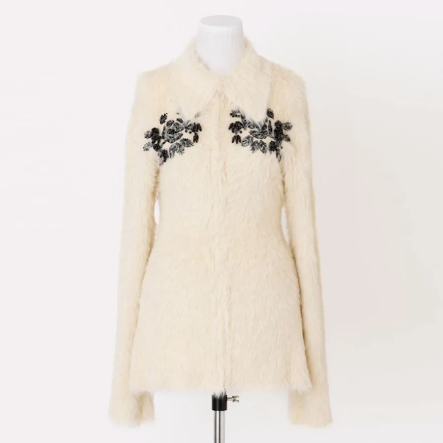 【FETICO/フェティコ】 FUR KNIT BEAD EMBROIDERED JACKET FTC244-0710