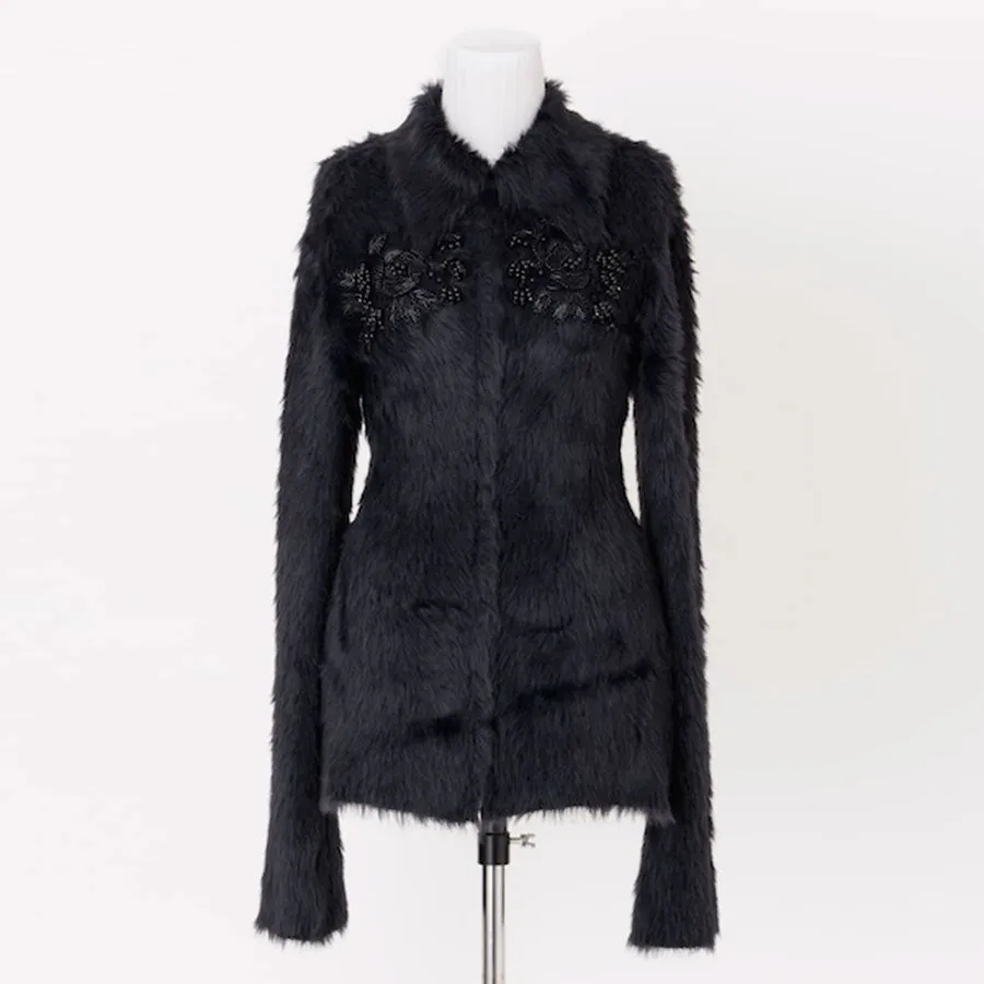 【FETICO/フェティコ】 FUR KNIT BEAD EMBROIDERED JACKET FTC244-0710