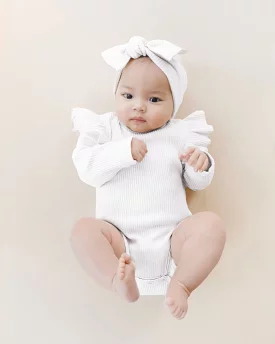 Flutter Sleeve Baby Bodysuit | White