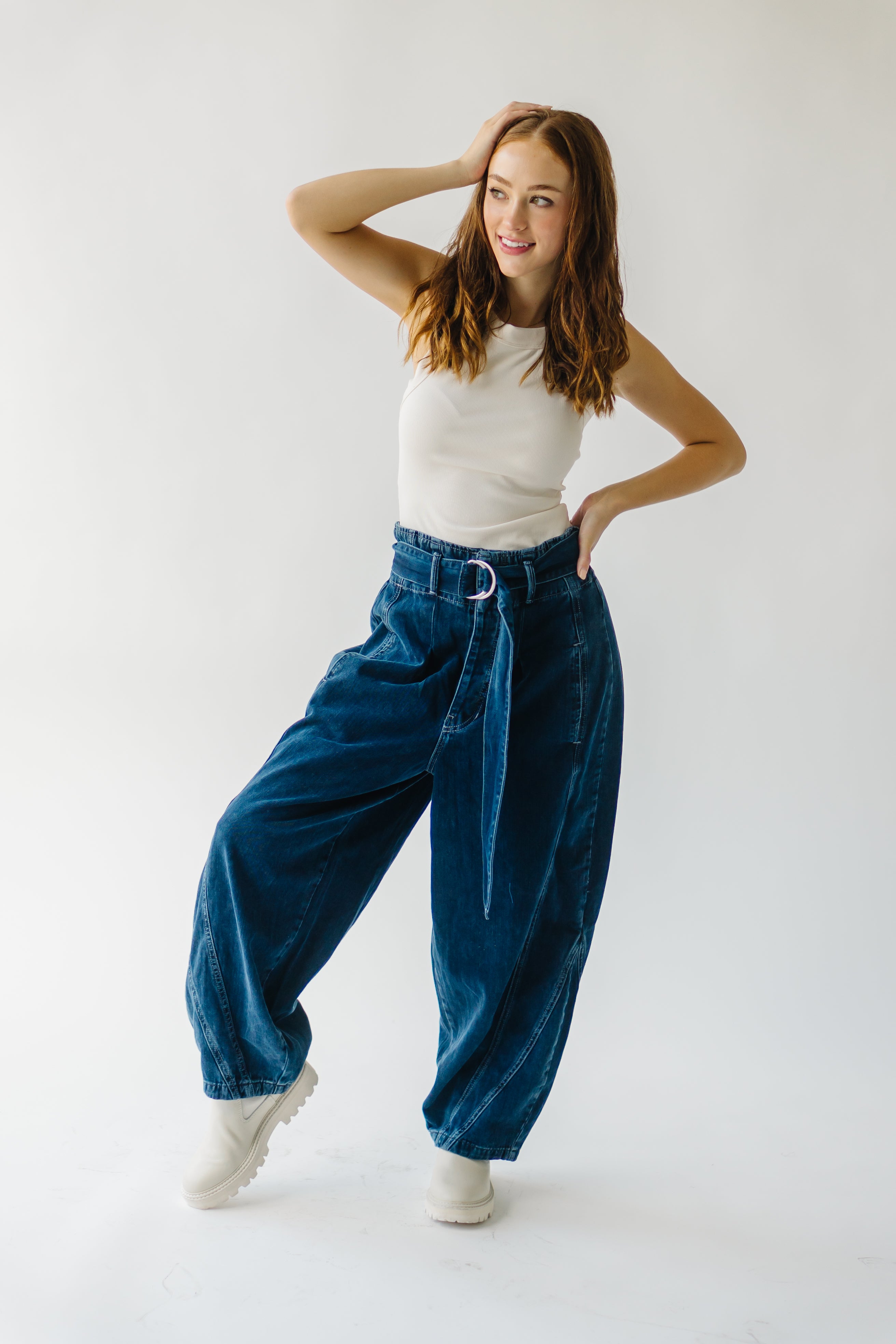 Free People: The Amsterdam High Rise Barrel Jean in Deep Indigo