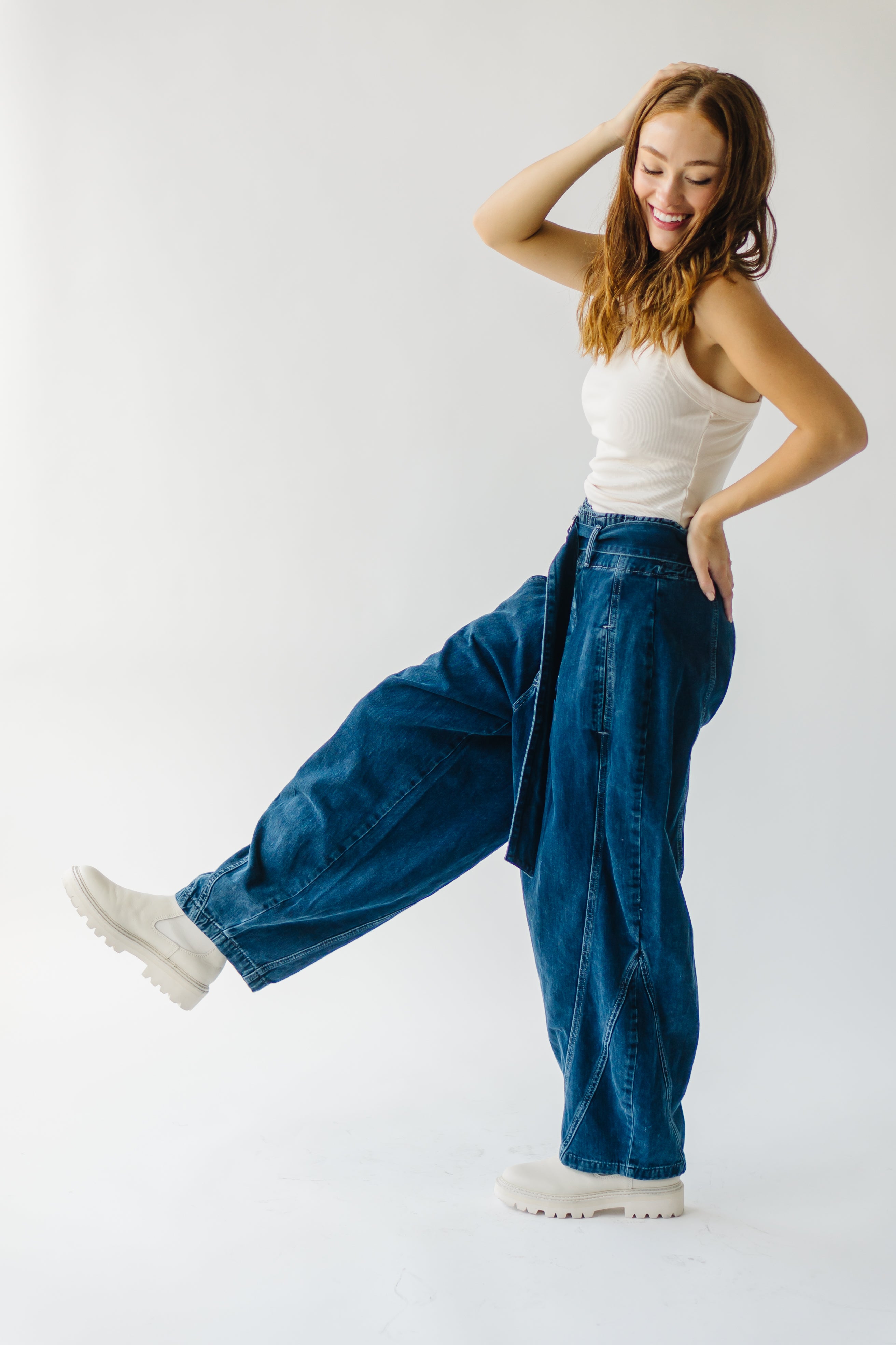 Free People: The Amsterdam High Rise Barrel Jean in Deep Indigo