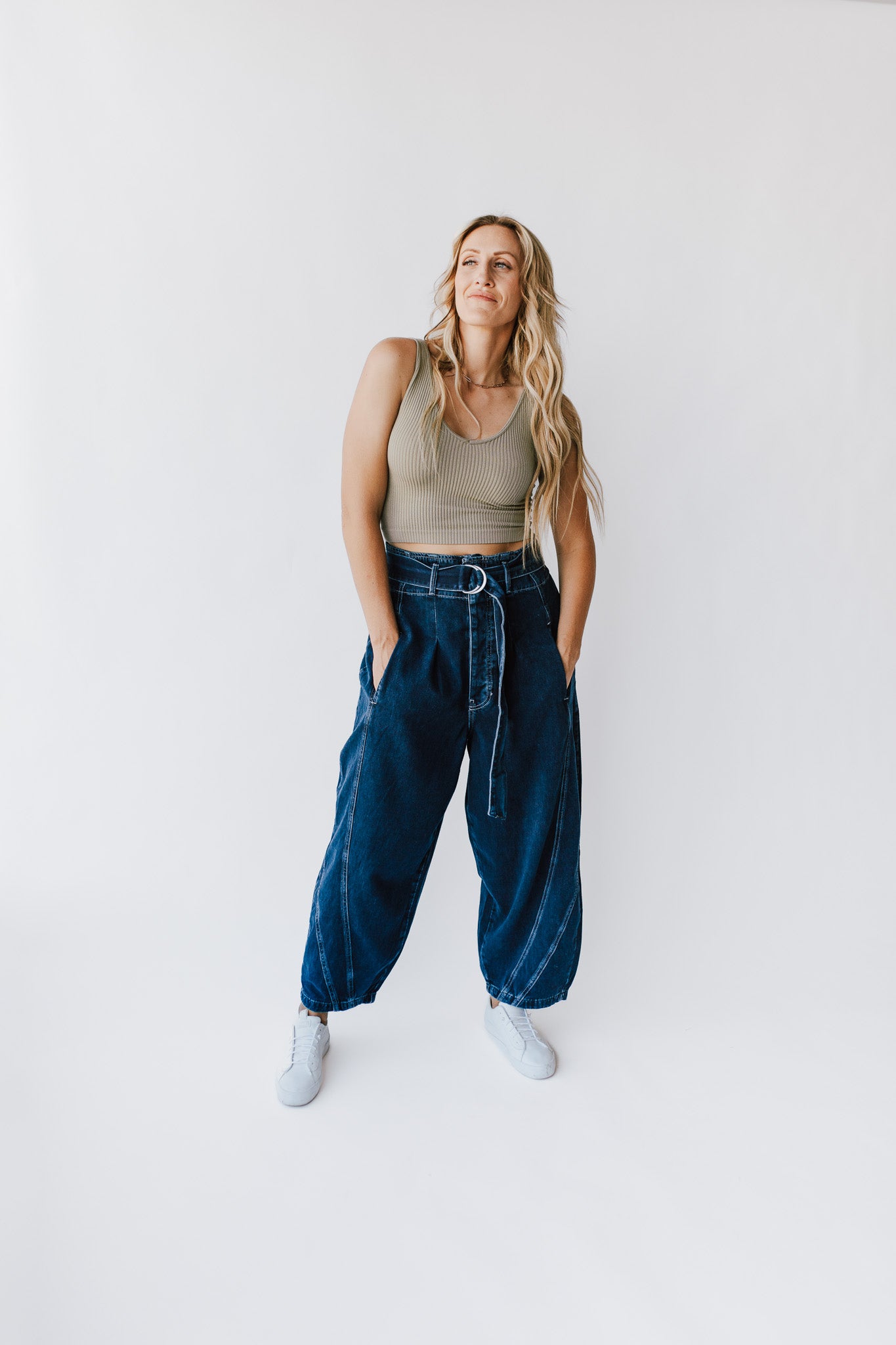 Free People: The Amsterdam High Rise Barrel Jean in Deep Indigo