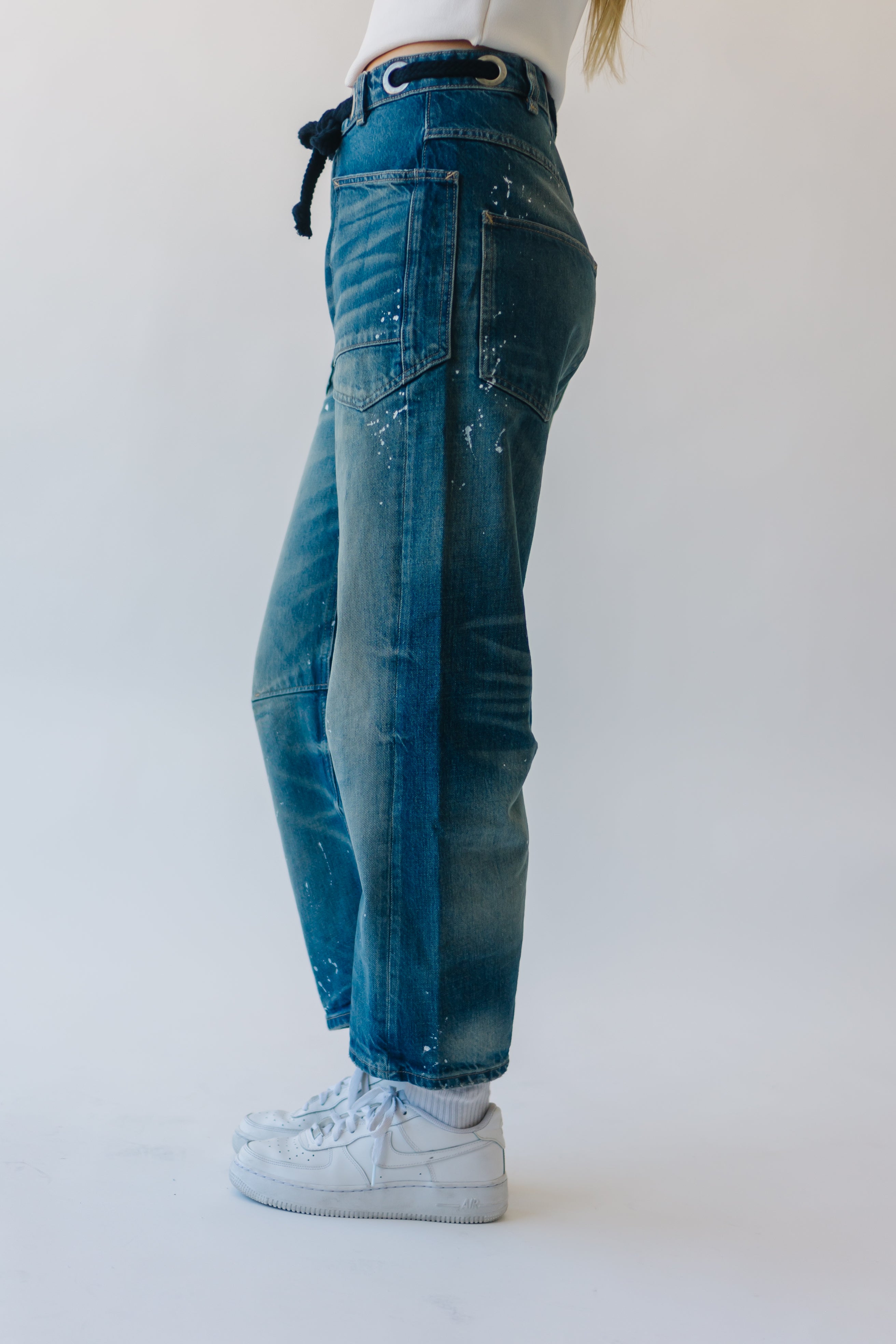 Free People: We The Free Moxie Pull-On Barrel Jeans in Timeless Blue