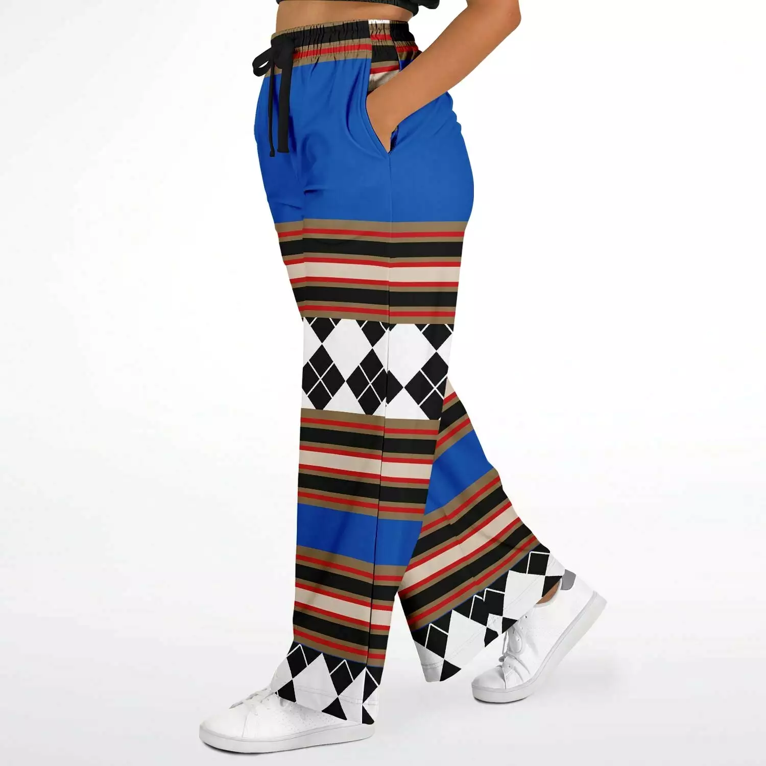 Gold Line Blue Eco-Poly Stretchy Phat Bellbottoms