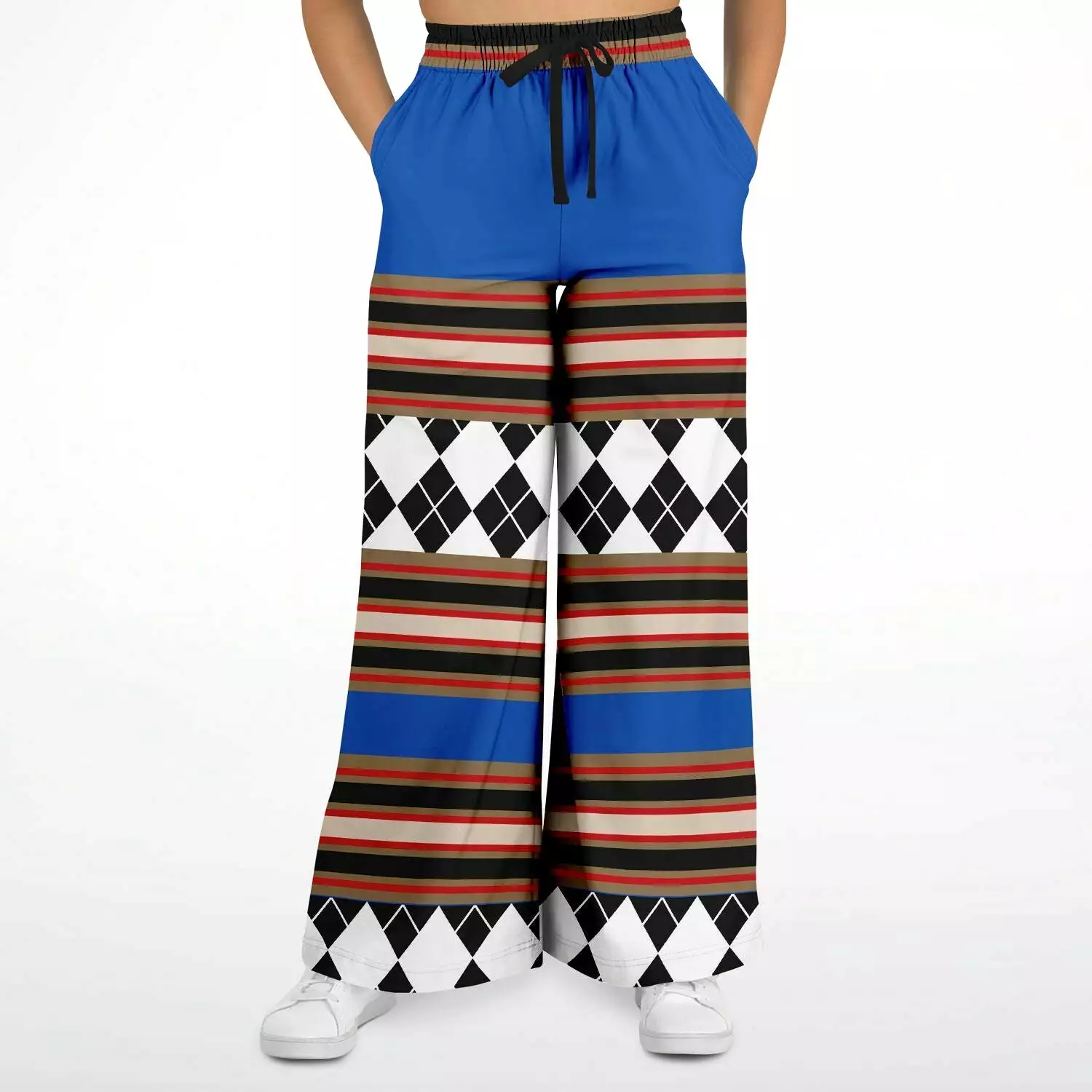 Gold Line Blue Eco-Poly Stretchy Phat Bellbottoms