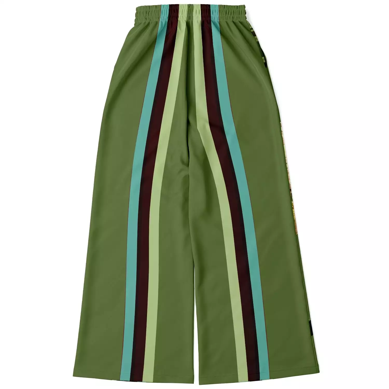 Green Caravan Striped Eco-Poly Stretchy Phat Bellbottoms