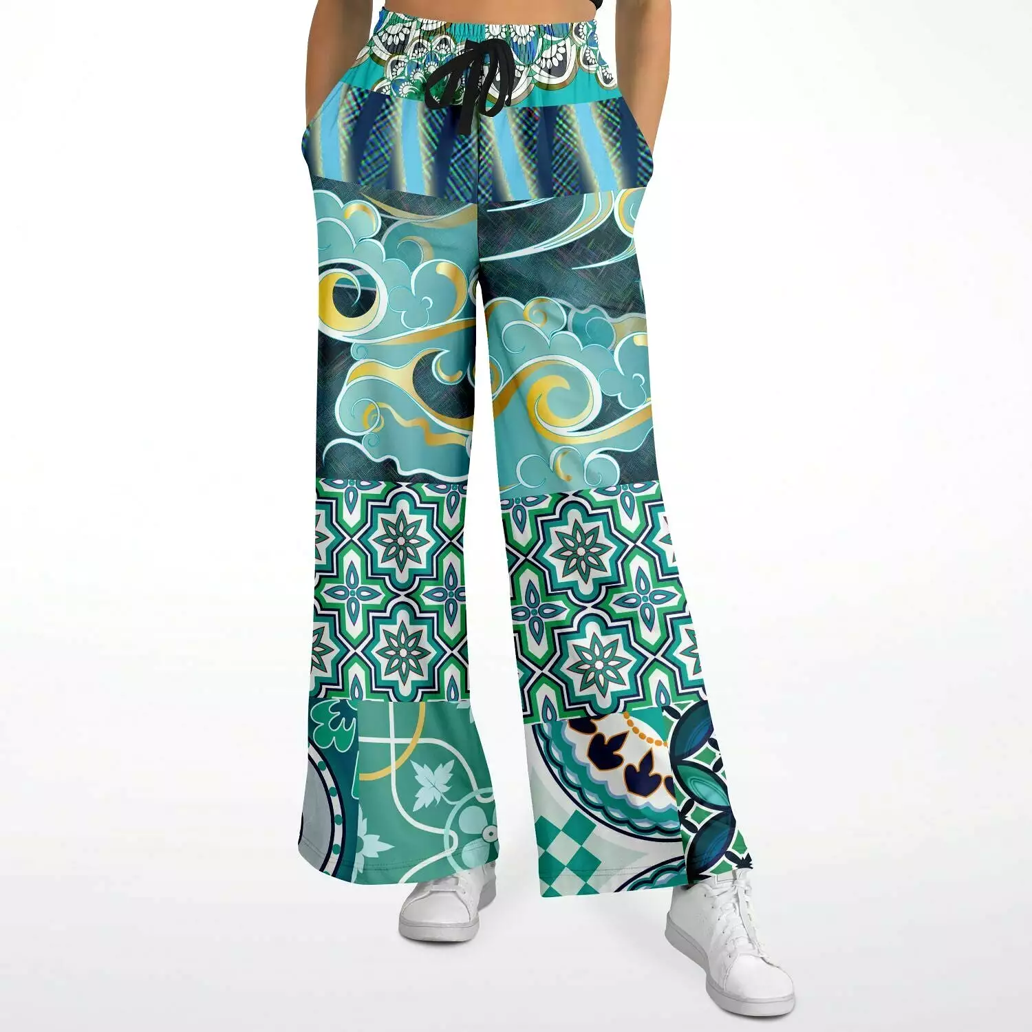 Green Meknes Eco-Poly Stretchy Phat Bellbottoms