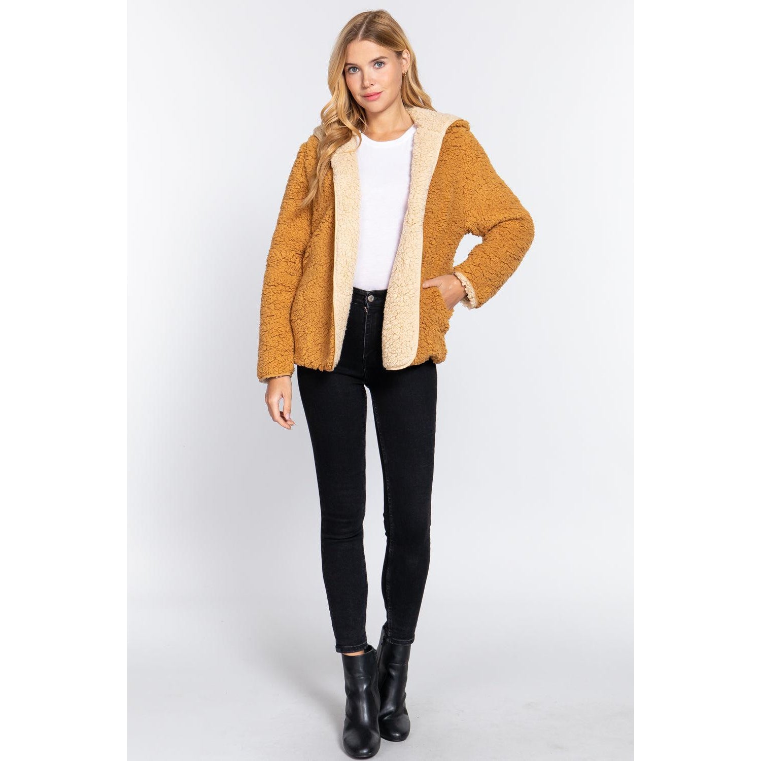 Hoodie Faux Fur Reversible Jacket