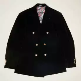 Inserch Double Breasted Velvet Peak Lapel Blazer BL502-01 Black (FINAL SALE) (SIZE S, M, L , 6XL ONLY)