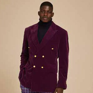 Inserch Double Breasted Velvet Peak Lapel Blazer BL502-166 Deep Violet (FINAL SALE) (SIZE S, M, 4XL ONLY)