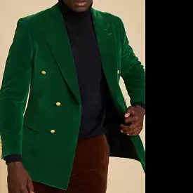 Inserch Double Breasted Velvet Peak Lapel Blazer BL502-201 Green Sapphire (FINAL SALE) (SIZE M, 2XL, 3XL ONLY)