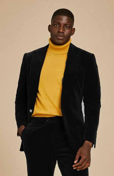 Inserch Single Breasted Peak Lapel Velvet Blazer BL007-01 Black (FINAL SALE)  (SIZE M and L ONLY)