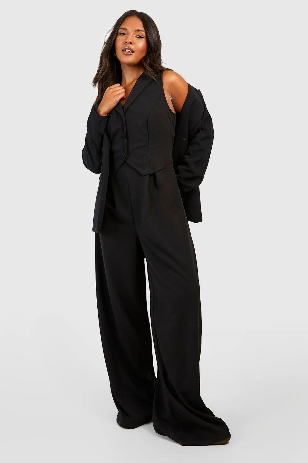 Jumpsuits | Plus Collar Waistcoat Detail Jumpsuit | boohoo