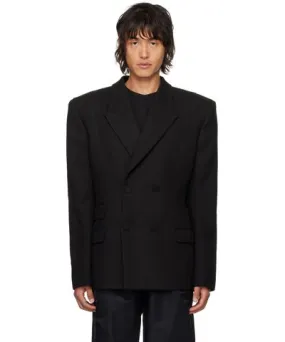 LGN Louis Gabriel Nouchi Black Double-Breasted Viscose Blazer