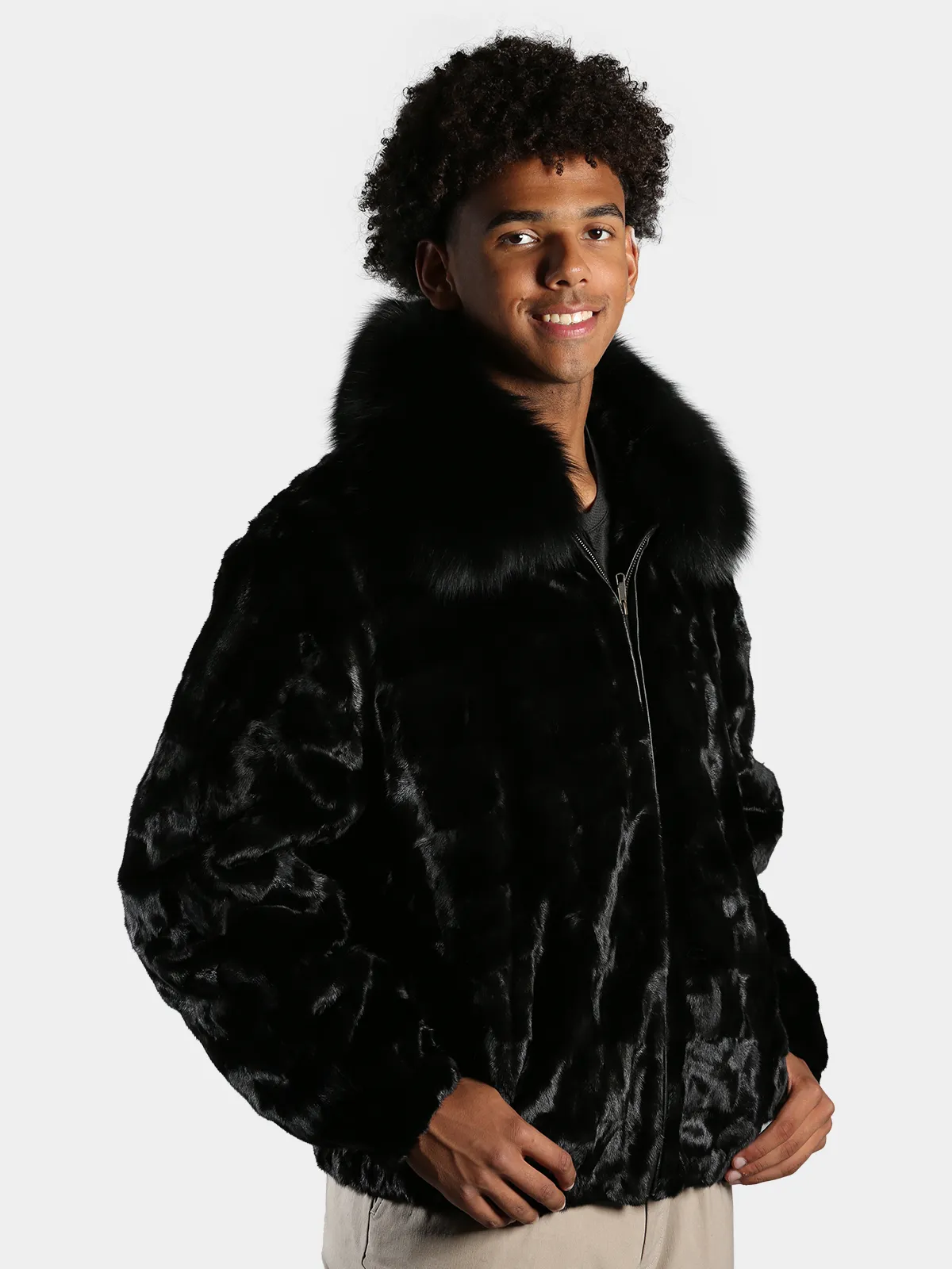 Man's Black Diamond Section Mink Fur Jacket - Day Furs