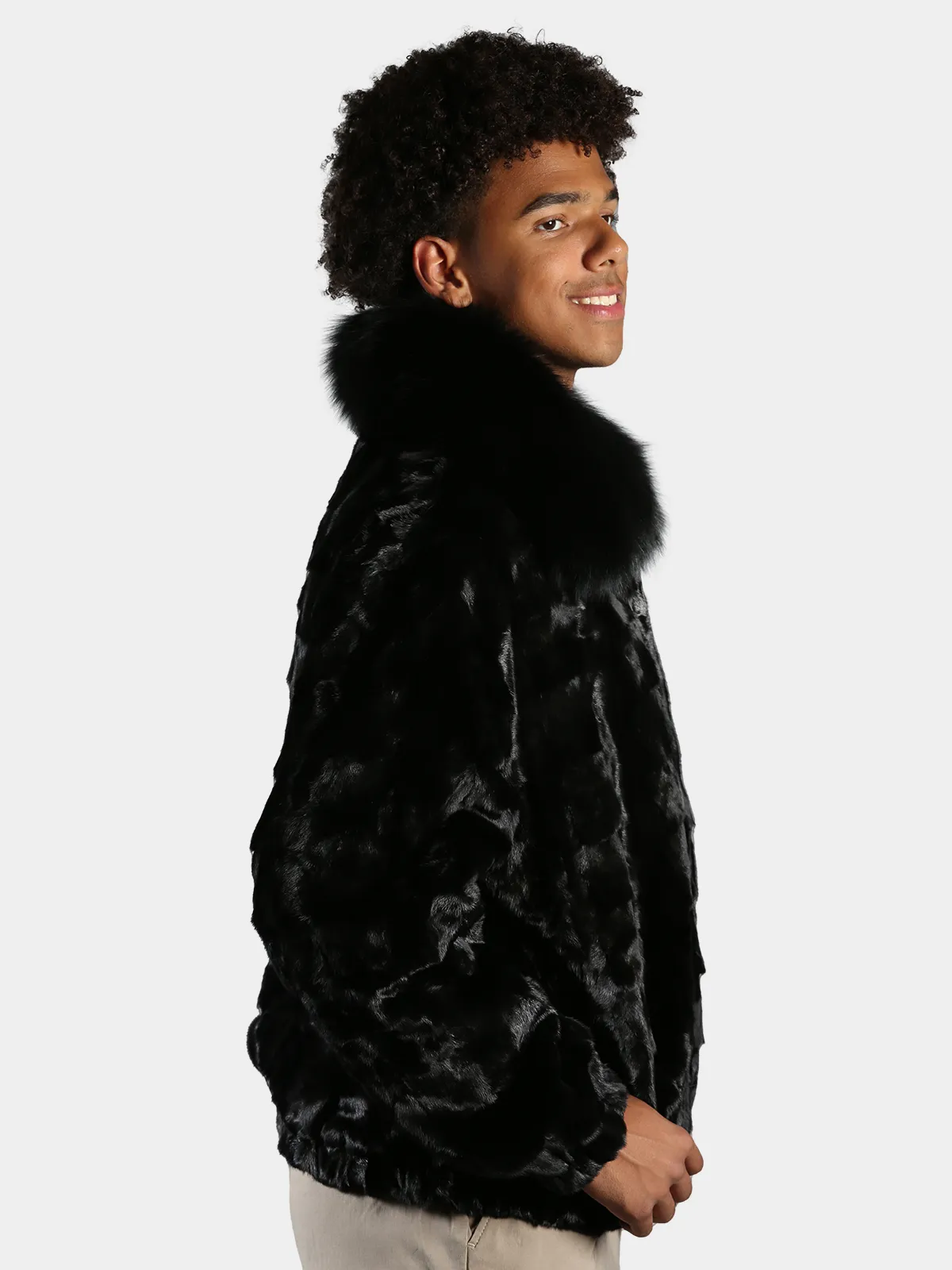 Man's Black Diamond Section Mink Fur Jacket - Day Furs