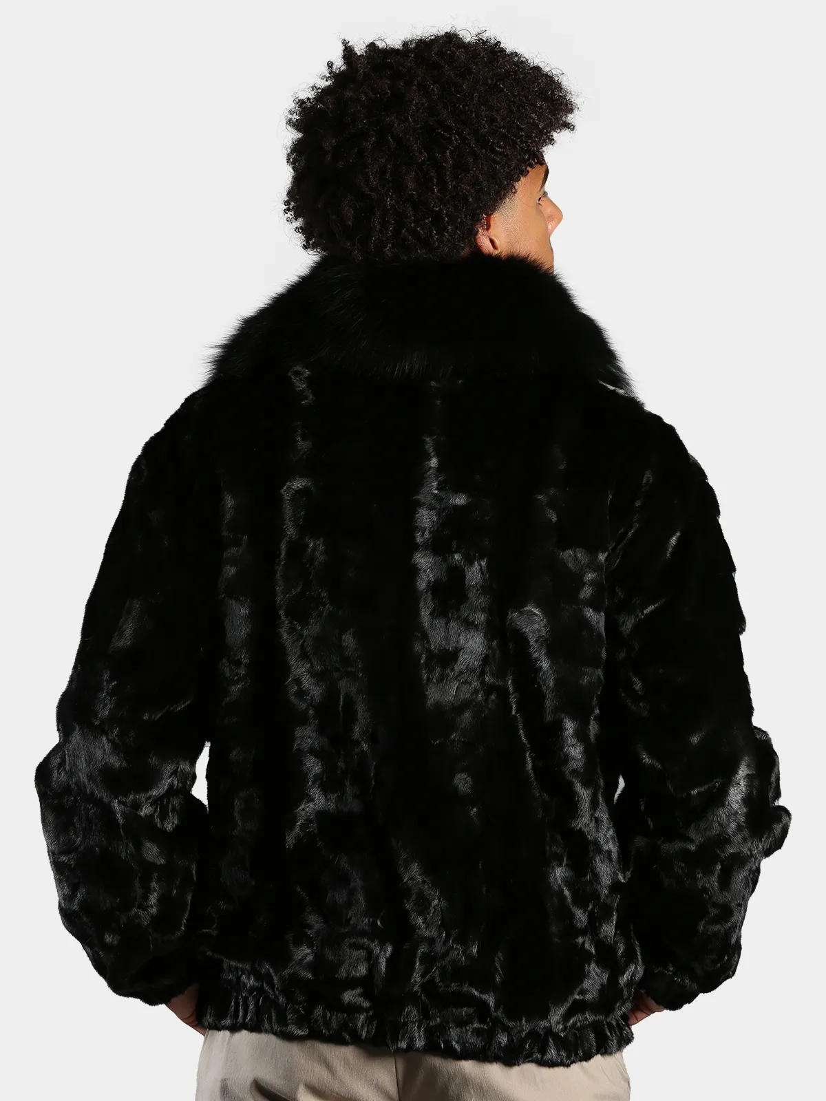 Man's Black Diamond Section Mink Fur Jacket - Day Furs