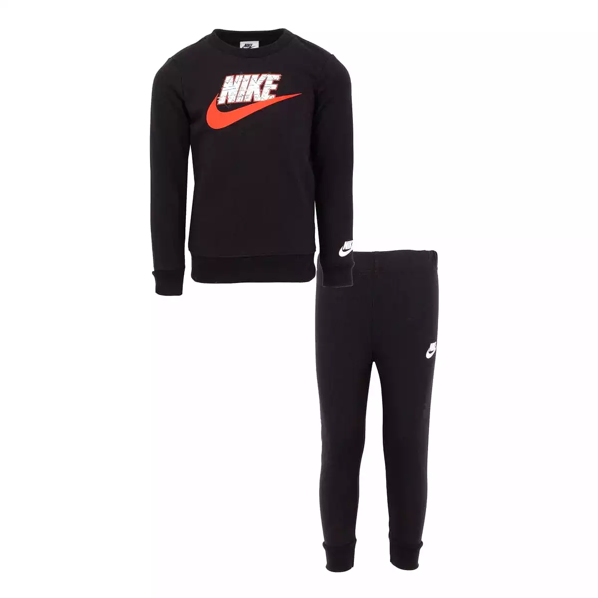 NIKE JUNIOR BEREAL BLACK CREW SWEATSHIRT & TRACKPANTS 2 SET