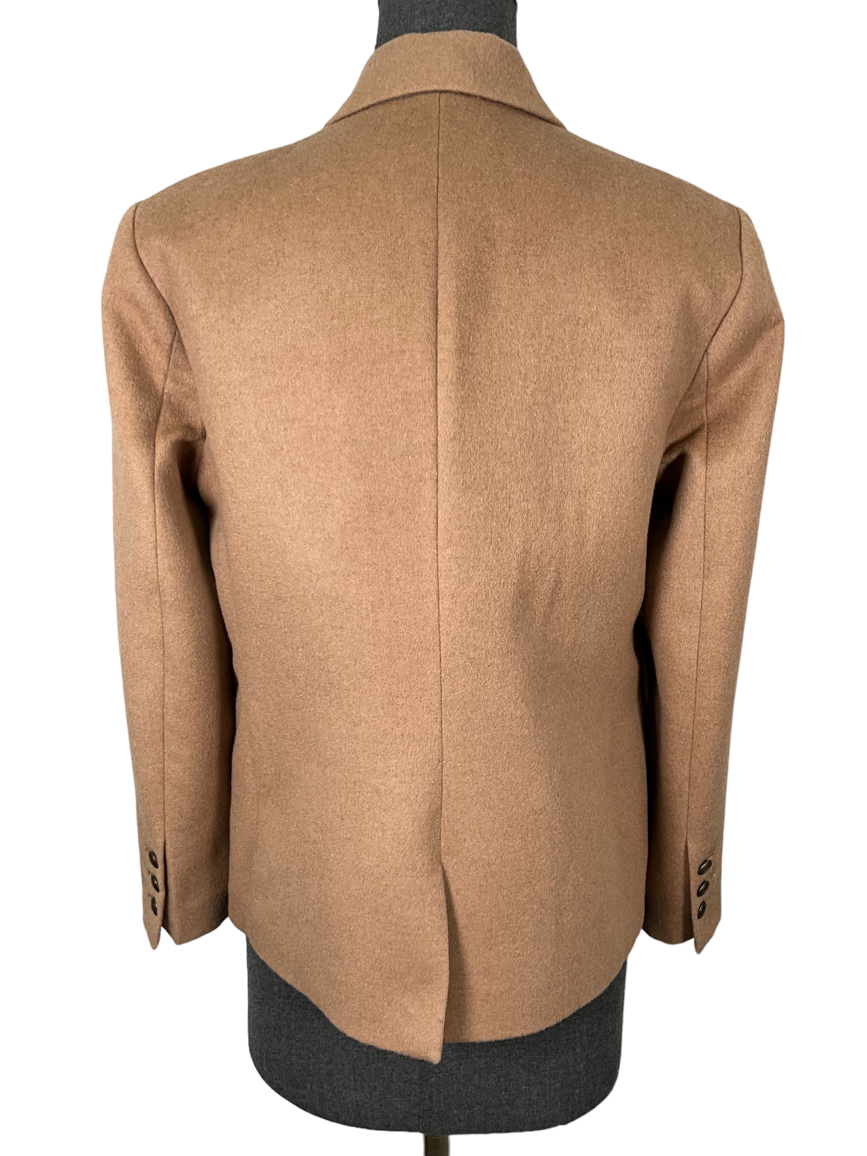 Nili Lotan Pimpton Camel Double-Breasted Grain De Poudre Blazer Size S