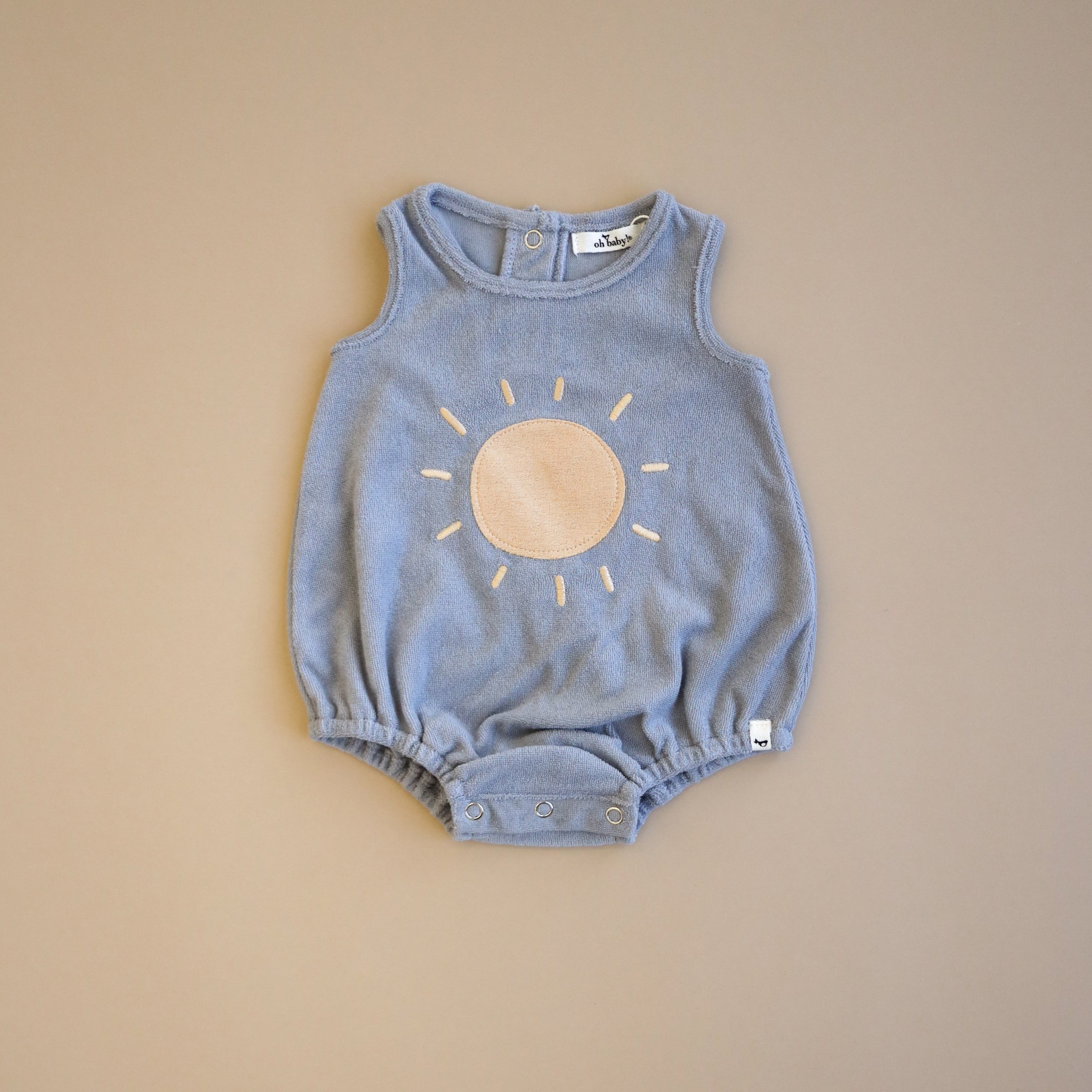 oh baby! Cotton Terry Bubble - Oatmilk Sun Terry Applique - Grey