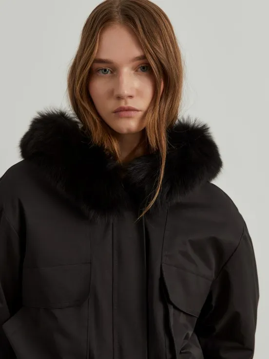 Oversize jacket with fur