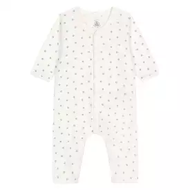 Petit Bateau Baby Long Sleeve Star Print Romper - White Green