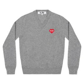 Play Comme des Garons x the Artist Invader V-Neck Sweater (Top Grey)