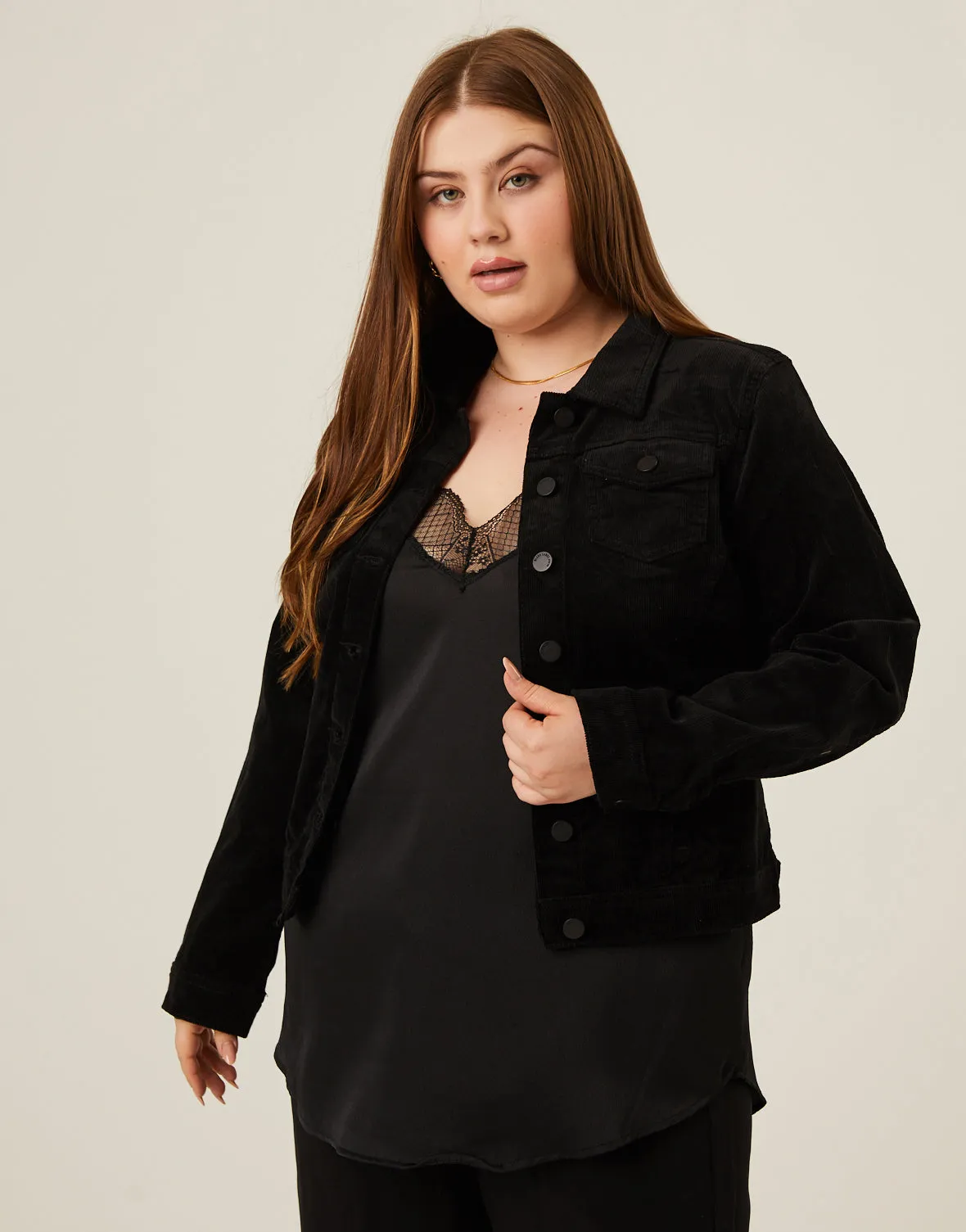 Plus Size Corduroy Jacket