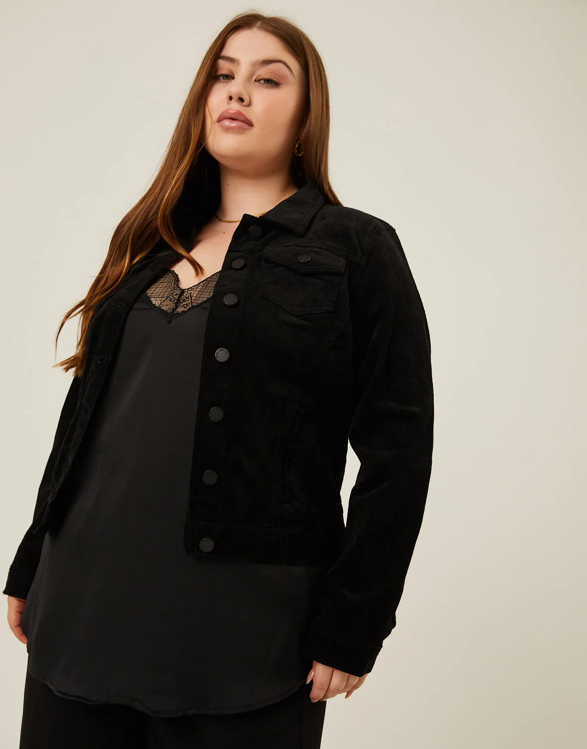 Plus Size Corduroy Jacket