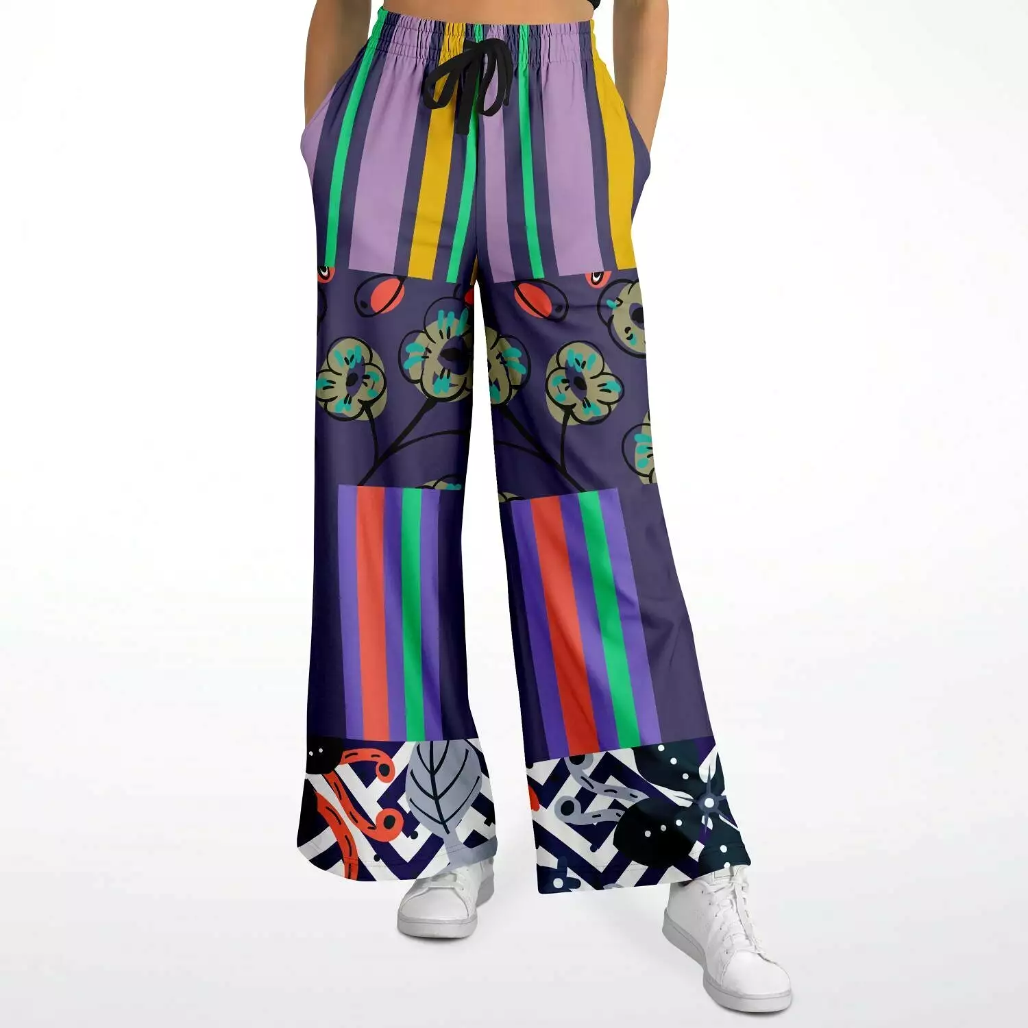 Purple Flurry Eco-Poly Stretchy Phat Bellbottoms