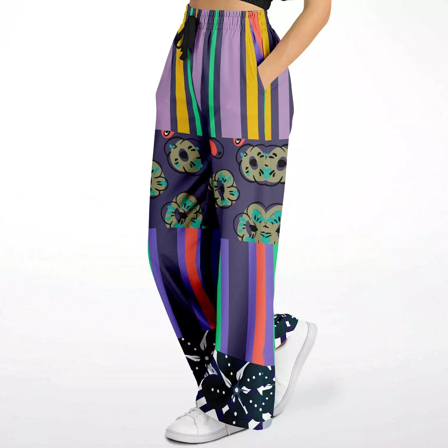 Purple Flurry Eco-Poly Stretchy Phat Bellbottoms