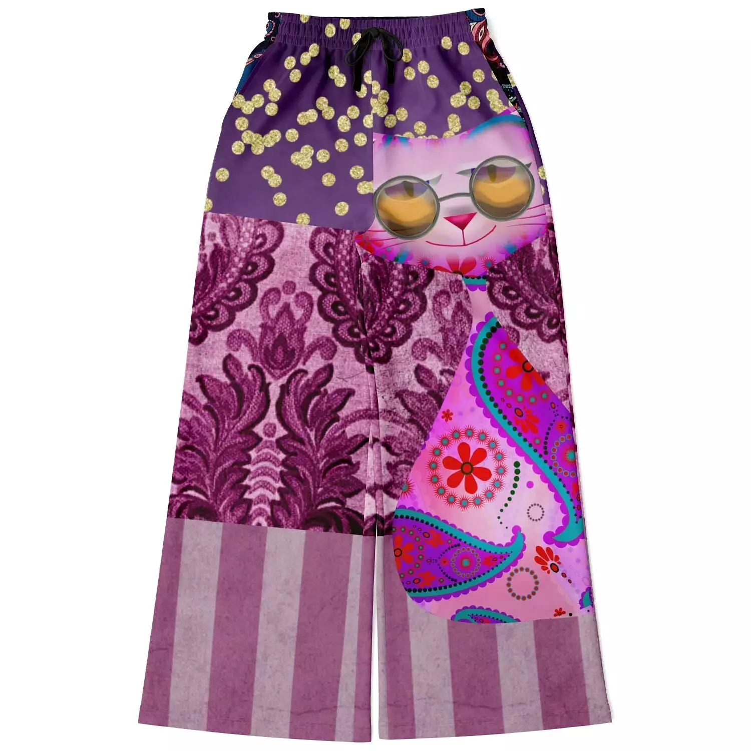 Purple Jamboree Eco-Poly Stretchy Phat Bellbottoms