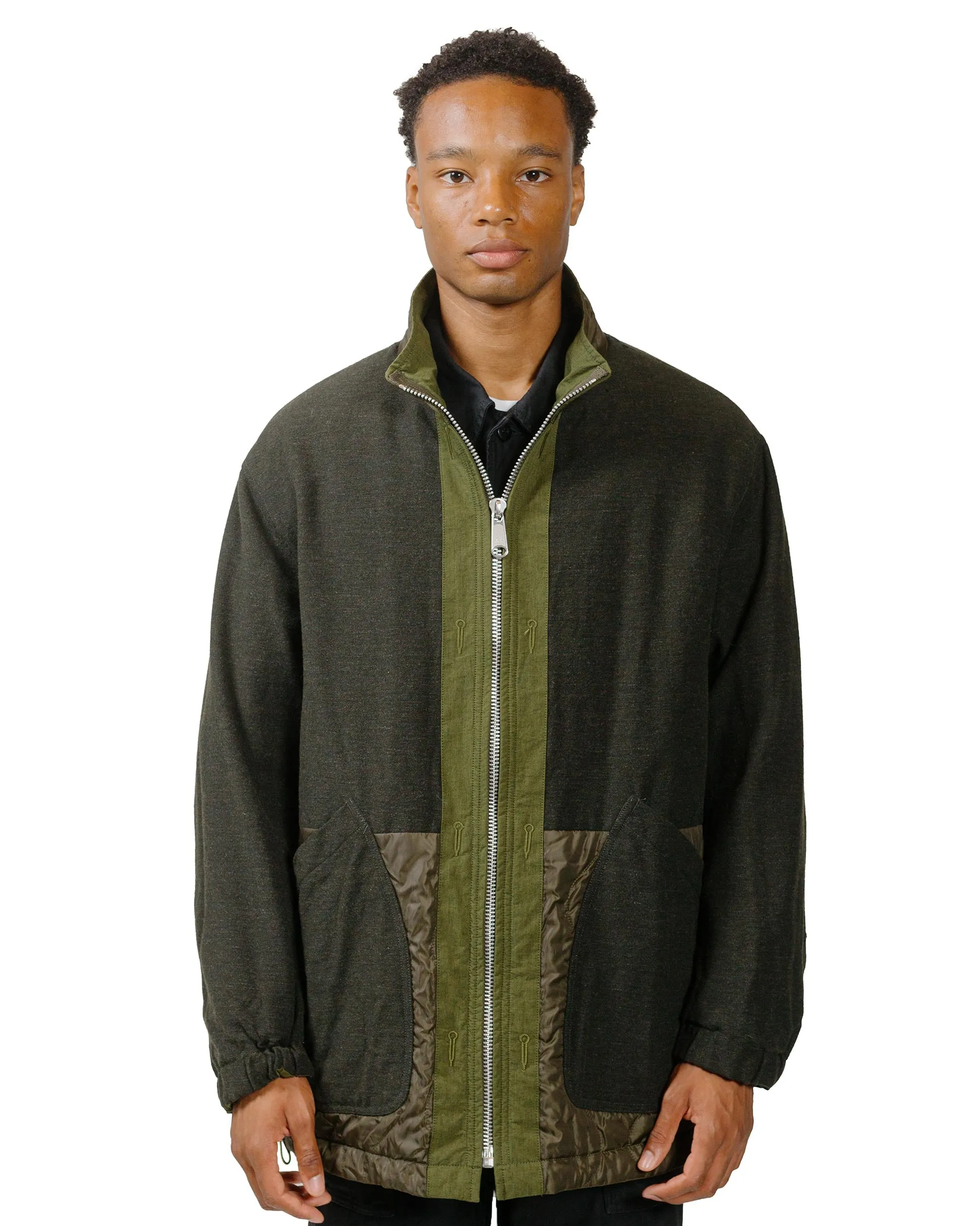 Sage de Cret High Density Cotton/Nylon Cotton/Polyester/Wool Twill Reversible Military Jacket Olive