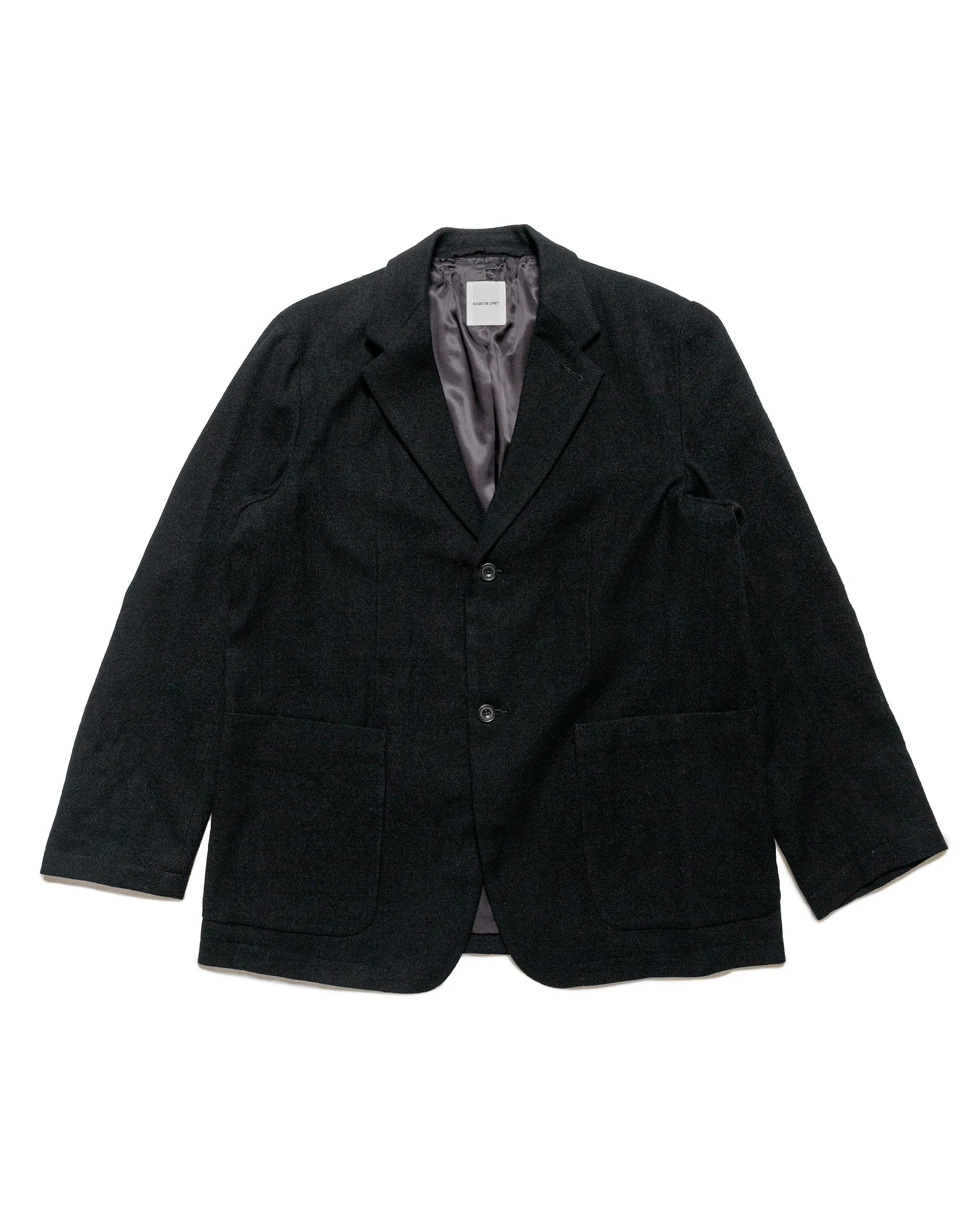 Sage de Cret Wool/Linen Tumbler Tailored Jacket Black