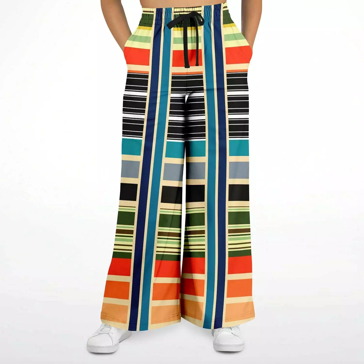 Tequila Sunrise Striped Eco-Poly Stretchy Phat Bellbottoms