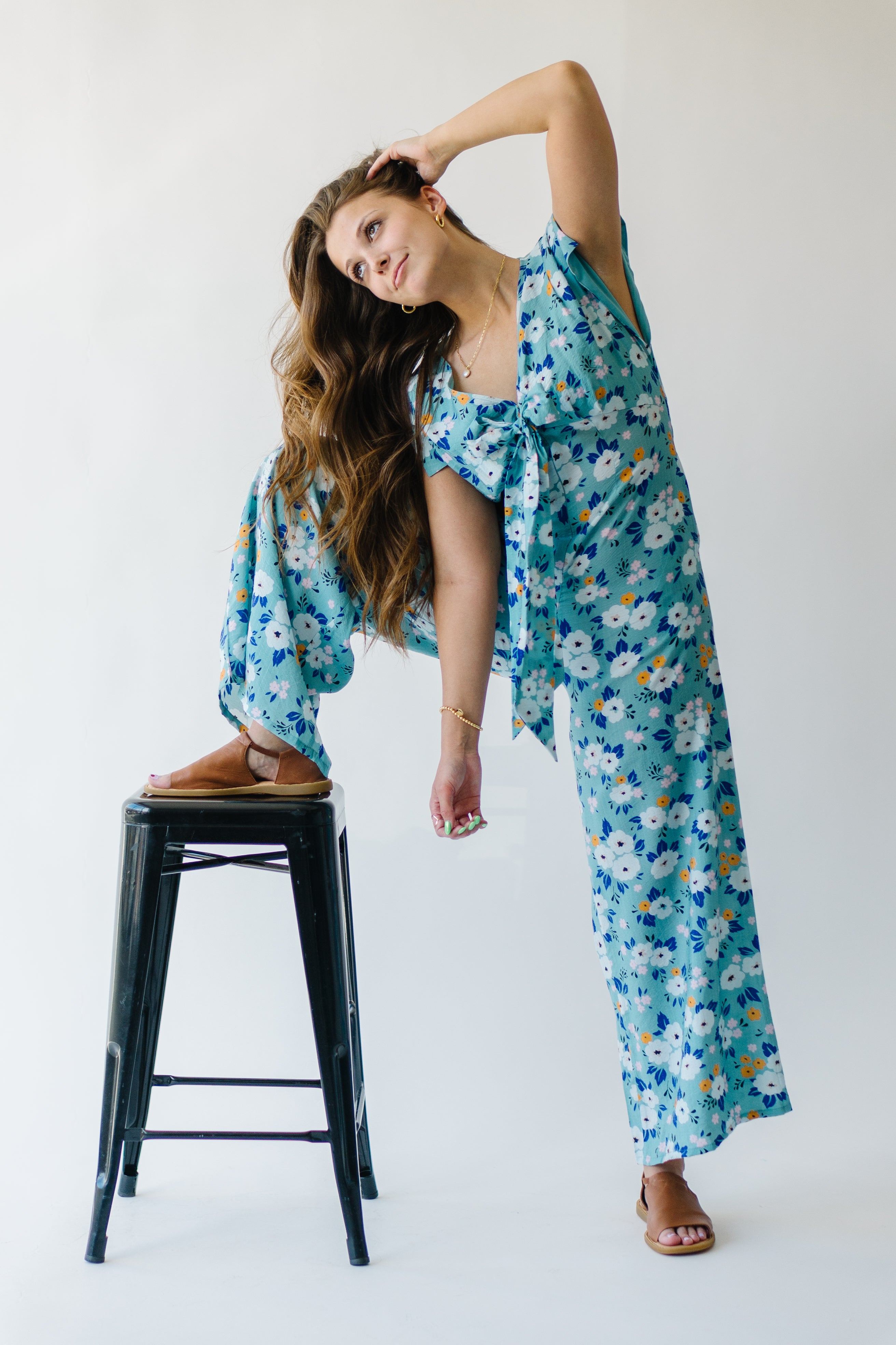 The Dalton Floral Jumpsuit in Blue