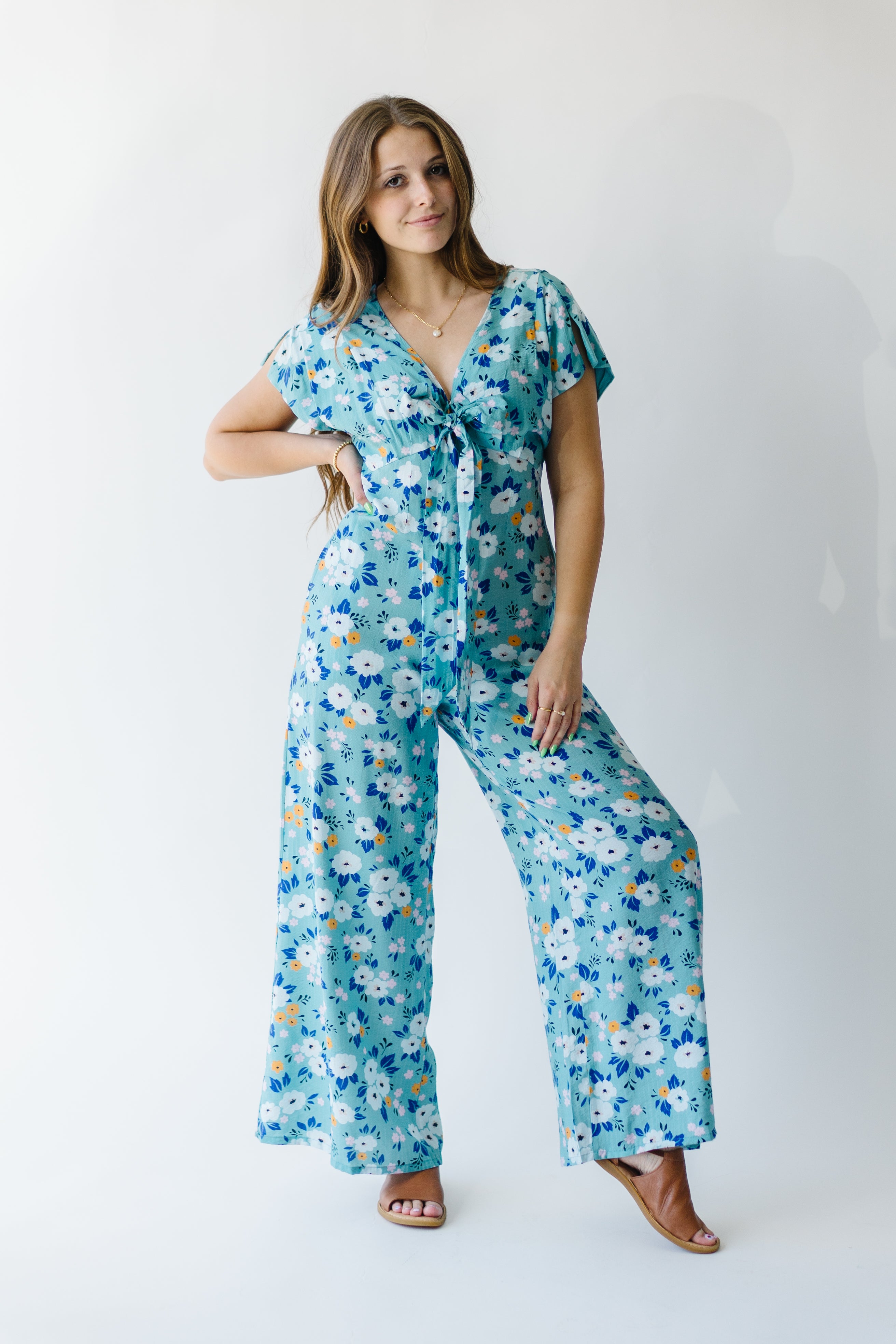 The Dalton Floral Jumpsuit in Blue