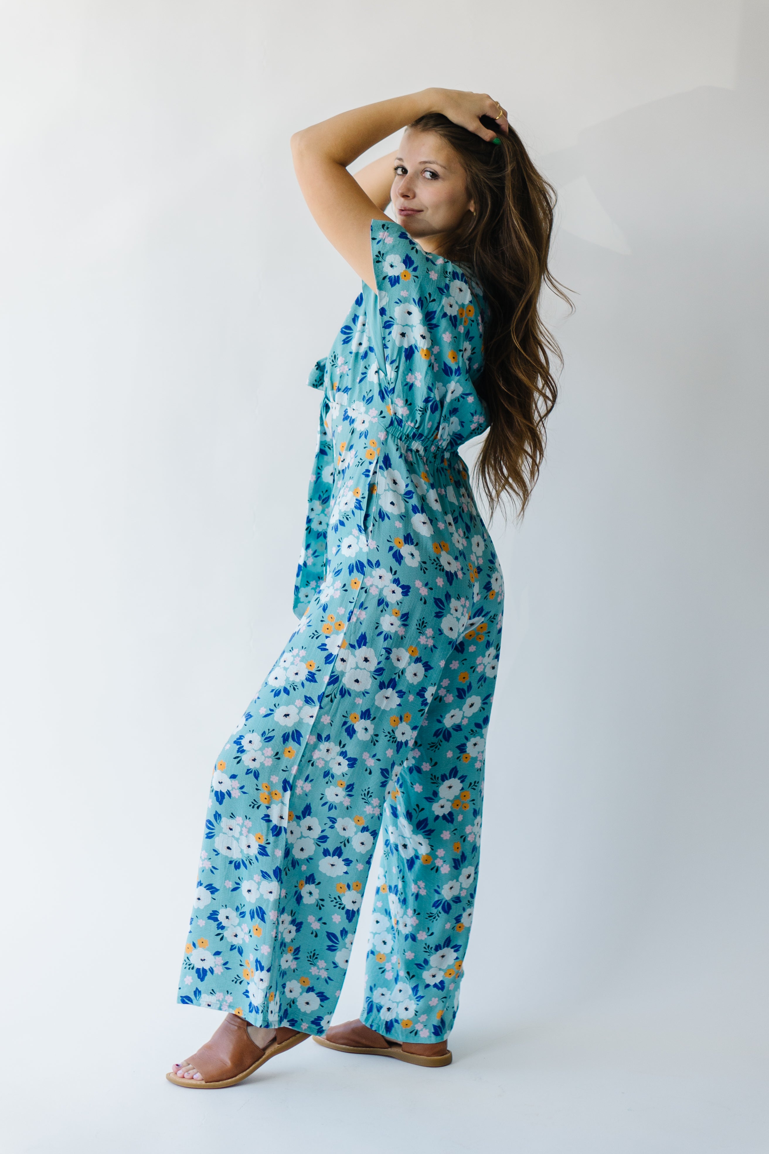 The Dalton Floral Jumpsuit in Blue